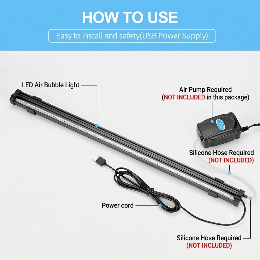 USB LED Aquarium-Luftblasenlic – Aquarium Fish Lamp Bewertung und Preis